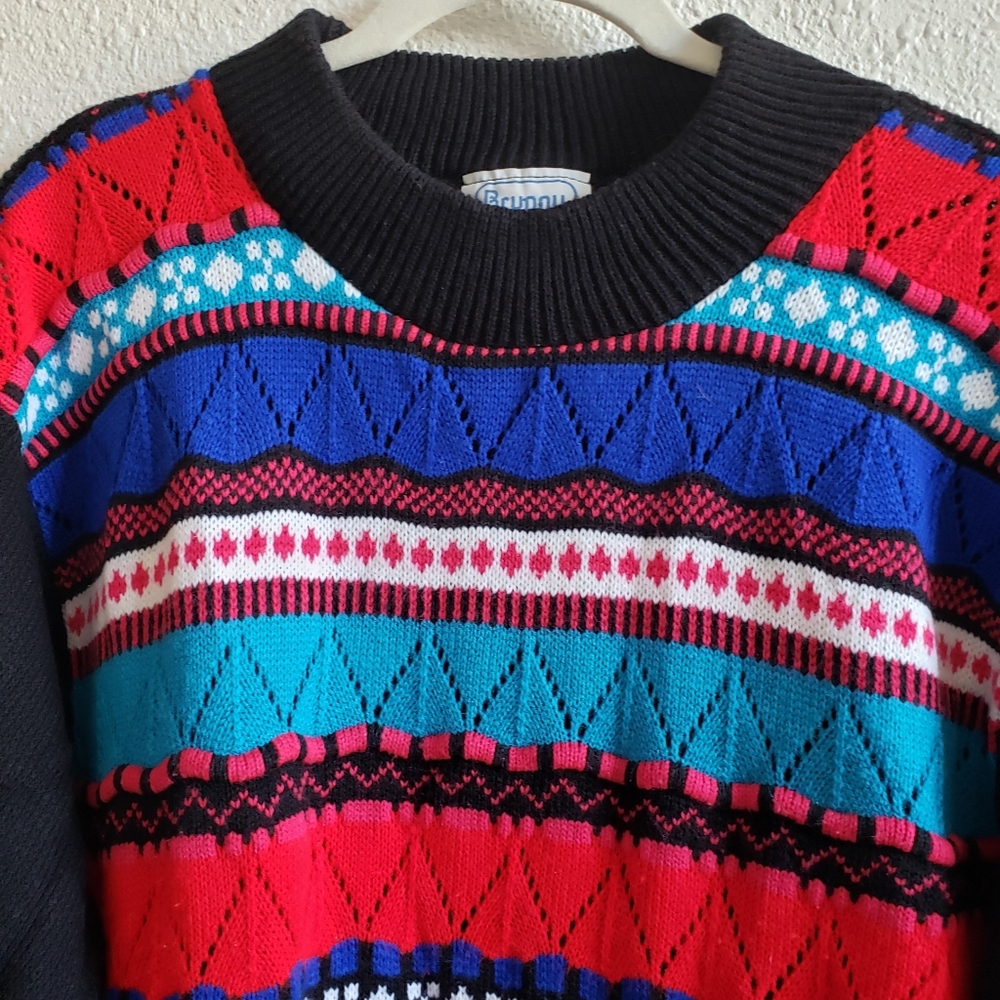 VTG USA Brunny Colorful Textured  Sweater - Picture 3 of 11